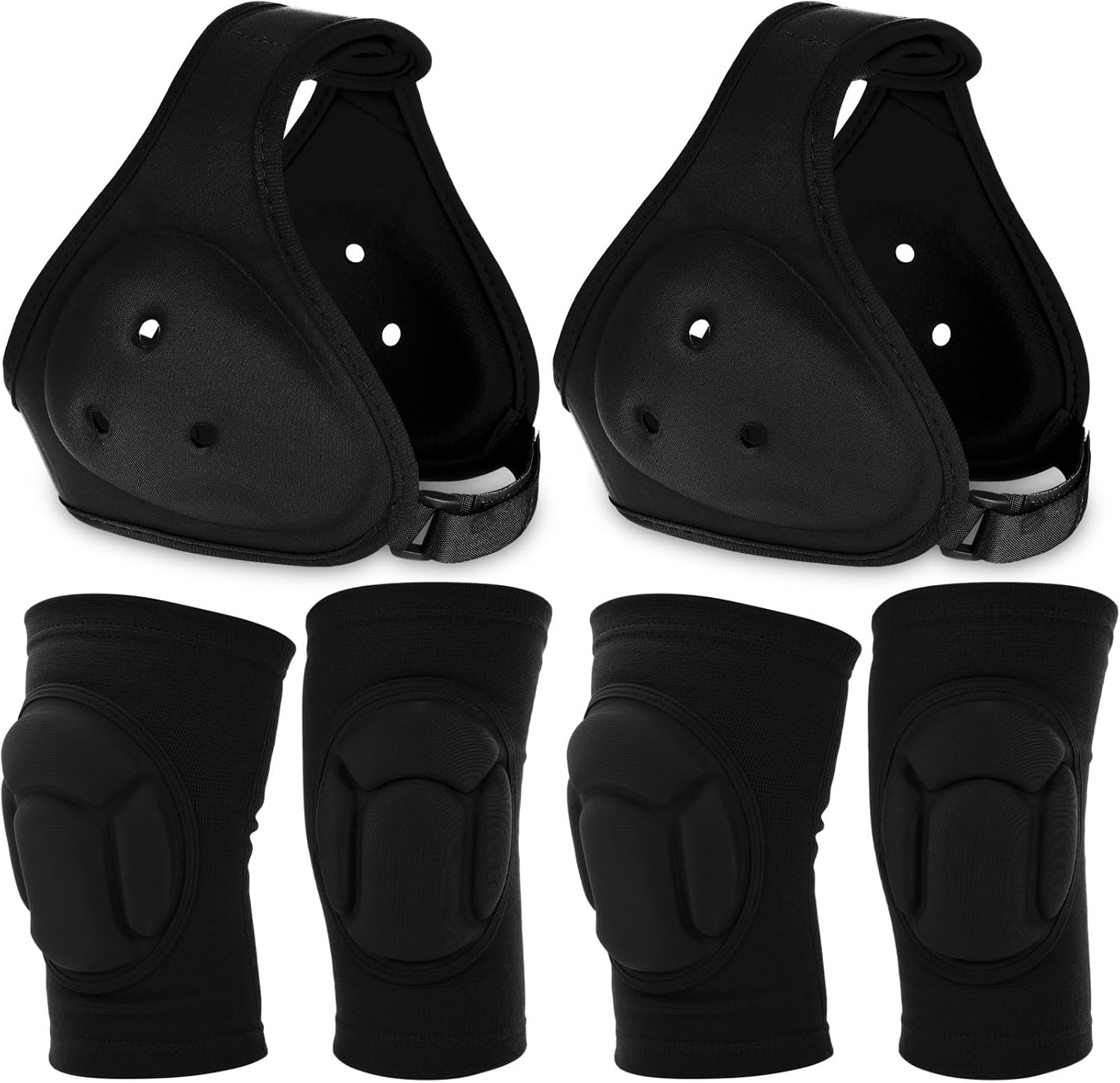 Viora White Wrestling Headgear Knee Pads Set for Kids Youth, Thick Sponge Anti Slip Knee Sleeve, Adjustable Wrestling Ear Guard Protective for Sparring Brazilian Jiu Jitsu Training
