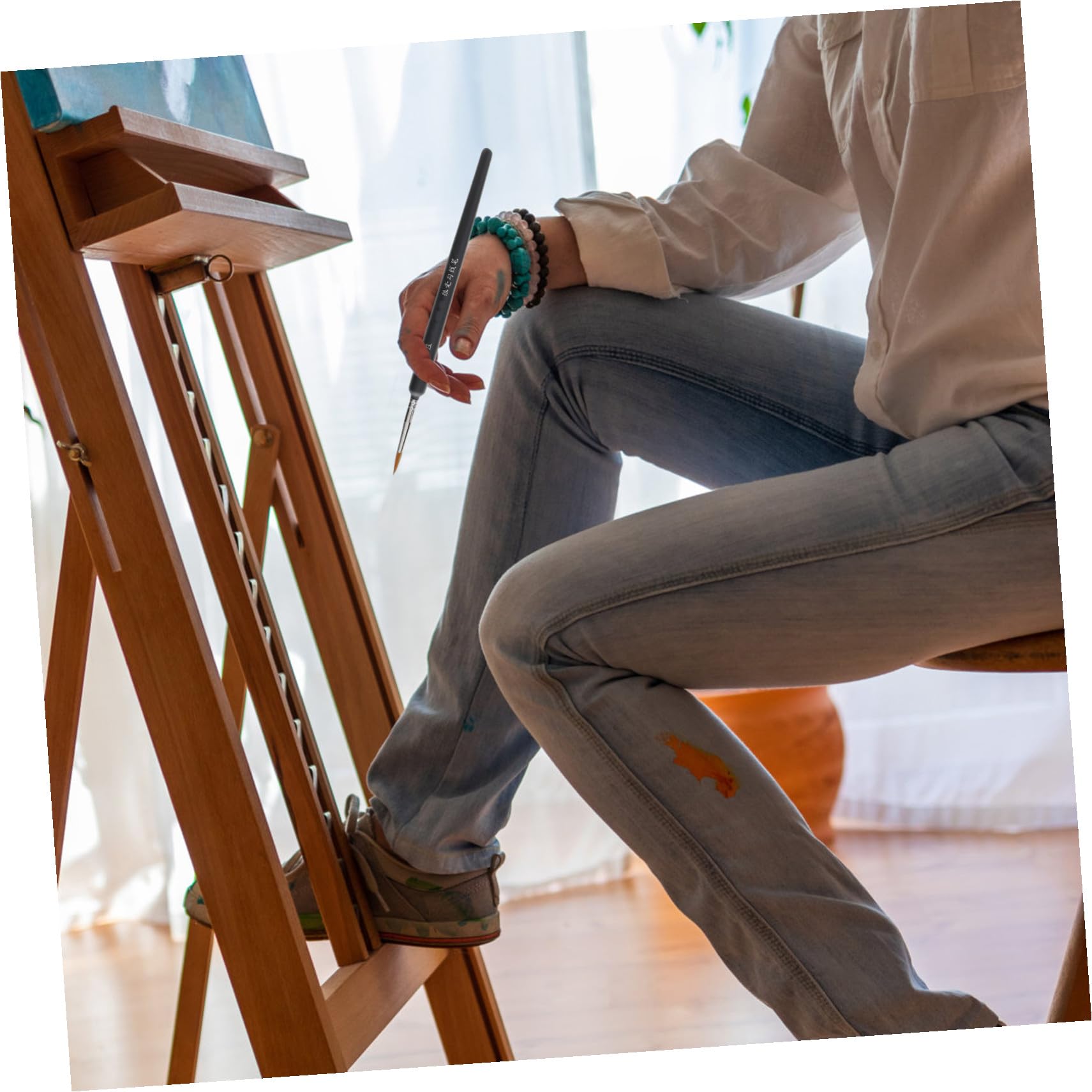 Toyvian Pinceles de Acuarela y Pintura al Óleo Set de 6 Accesorios Portátiles de Plástico de Pelo de Comadreja para Adultos y Niños, Ideales para Dibujo y Pintura
