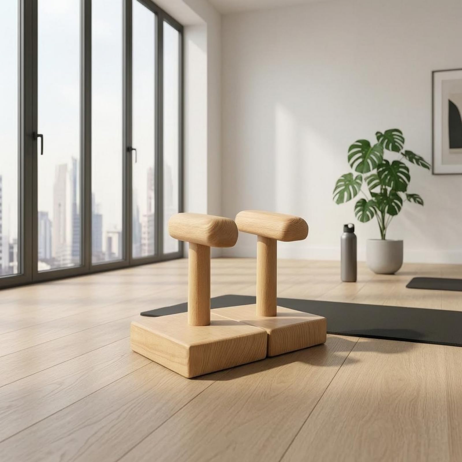 harayaa Inversion Exercise Frame Barra Parallela Palestra Supporto Maniglia Push Up in Faggio con Finitura Chiara E Venatura a per Presa Sicura Adatta per Allenamento a Fitness Riabilitazione