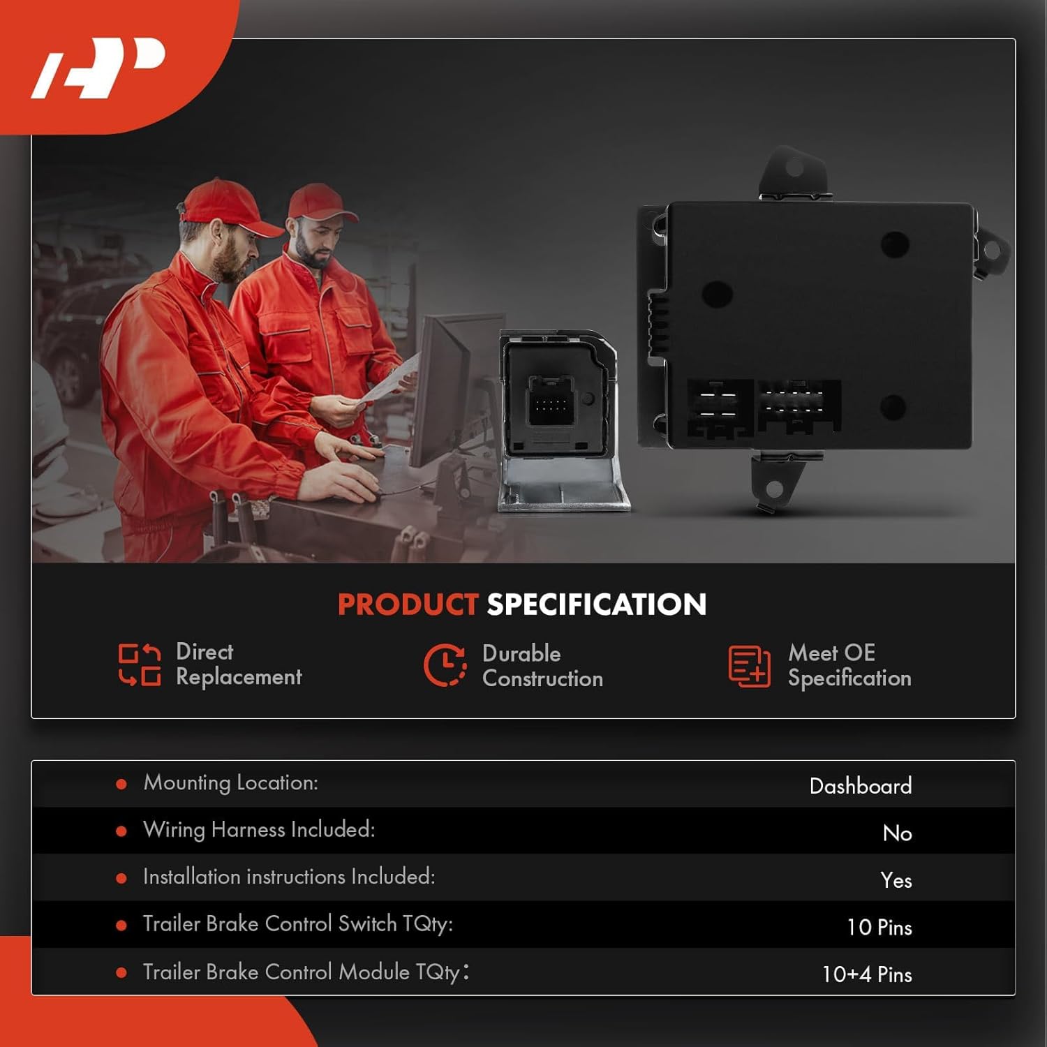 A-Premium Trailer Brake Controller Module with Switch Kit, Compatible with Ram 1500 2019 2020 2021 2022 2023, New Body Style, Replace # 82215278AD, 82215278AC