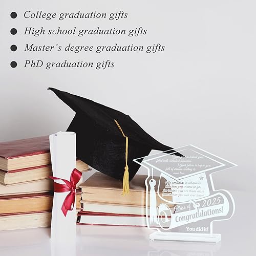 Vista 19 de YWHL Regalos de graduación para él y ella, regalos inspiradores para graduados de la clase 2025, recuerdo de graduación de cristal grabado con láser