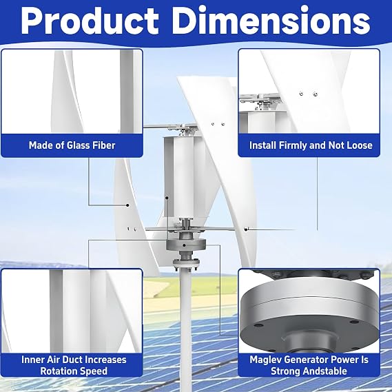 Wind Turbine Generator Kit, Vertical Axis Wind Turbine Generator Kit, Electricity Producer Equipment Home Power Energy Kit, Efficient Renewable Energy Solution for Home Use. B-48V