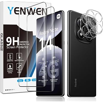 Screen Protector for Xiaomi Redmi Note 14 Pro 4G for Tempered Glass Pack of 2 Screen Protectors with 2 Camera Protection for Mi Redmi Note 14 Pro 4G 9H Hardness Protective Glass Mobile Phone Film Tempered Glass