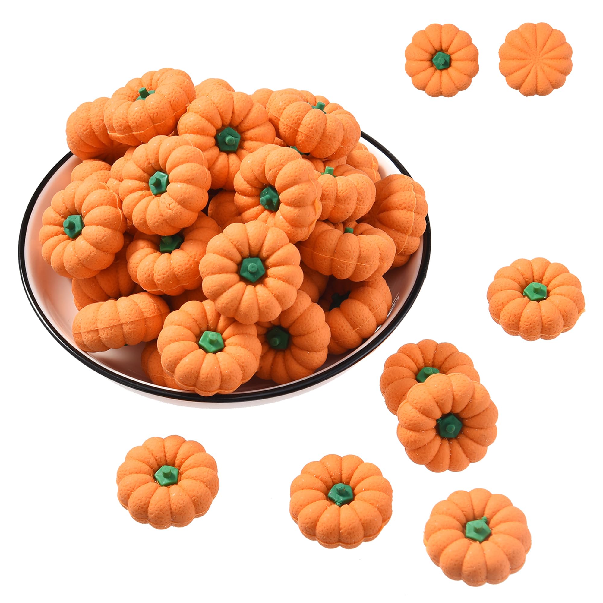 DOMG 40Pcs Halloween Pumpkin Erasers for Kids Bulk, 3D Mini Pumpkin Pencil Erasers Bulk for Classroom Prizes Party Favors Goody Bag Filler Gifts