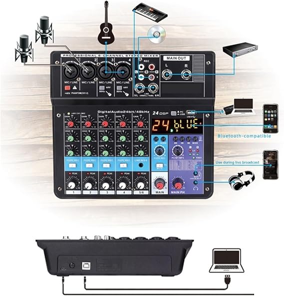 DJ Controller Professional Portable Mixer Sound Mixing Console Computer Input 48V Power Number Live Broadcast for DJ Light Perlite Moving A8
