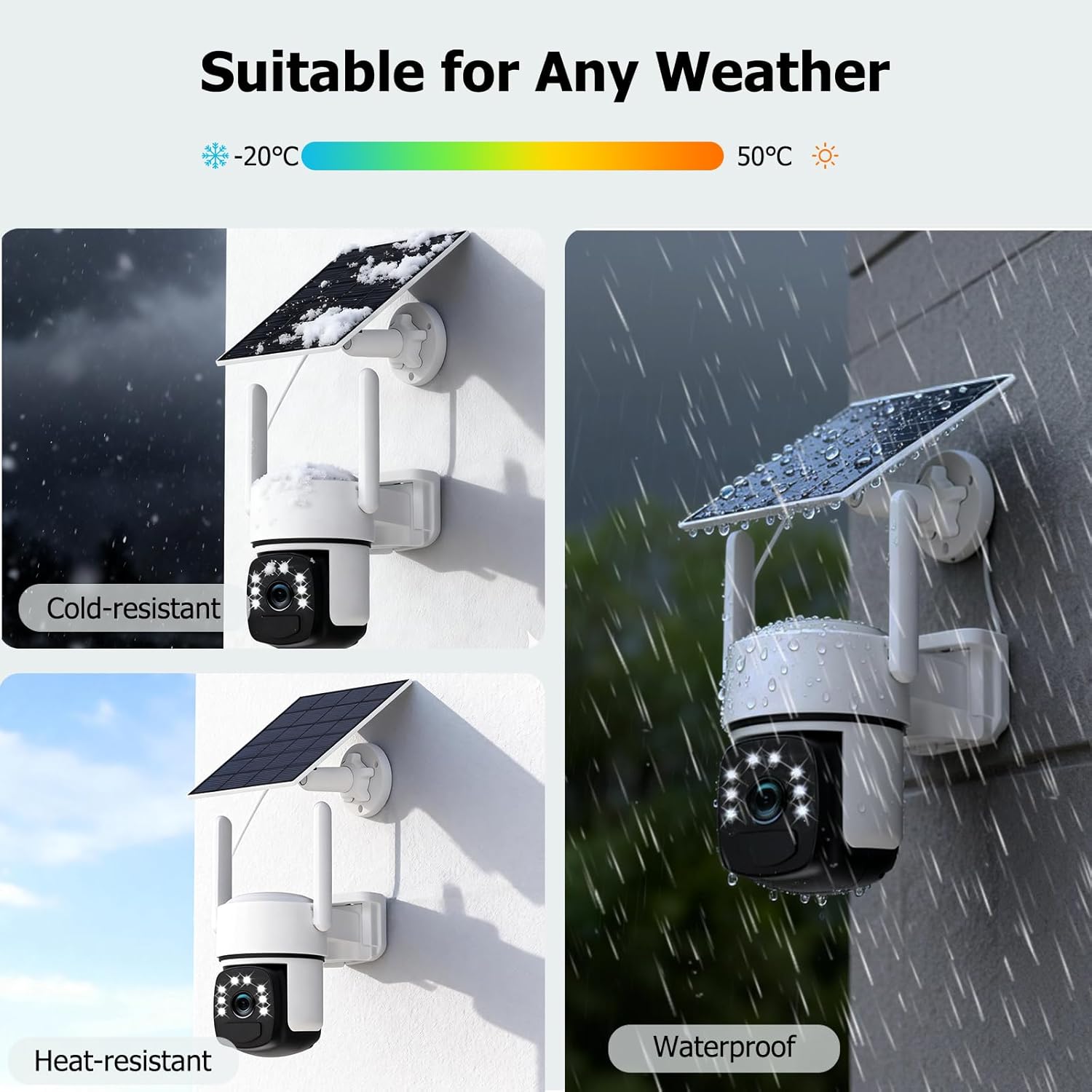 Solar Security Cameras Wireless Outdoor, 2 Cam-Kit, 4MP Home Security System with Color Night Vision, 2.4G & 5G WiFi, 360° Pan & Tilt, 64GB Local Storage, No Subscription, Motion Detection, Spotlight - Image 6