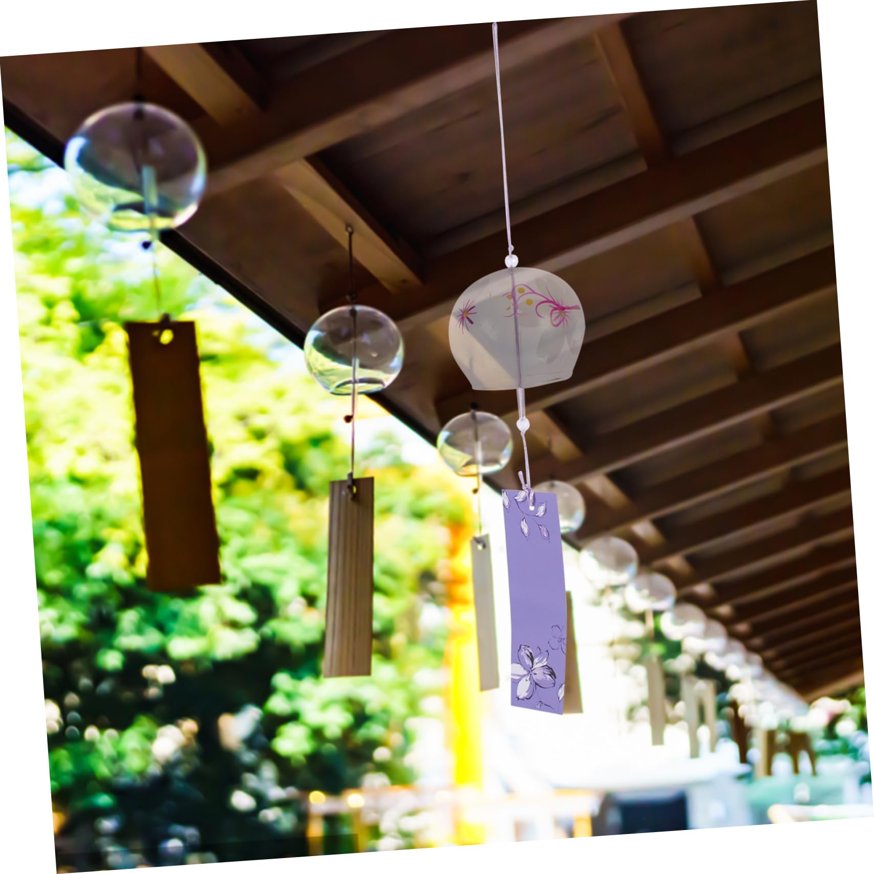 Abaodam Campanelli Vento in Vetro 4 Pezzi per Decorazioni da Giardino e Cortile, Sospesi per Ambiente Rilassante Stile Semplice e Moderno