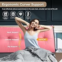 Vista 2 de Large Triangular Headboard Pillows Long Backrest Positioning Support Bolster Cushion for Daybed Fluffy Quality Plush Body Wedge Pillow with Pink