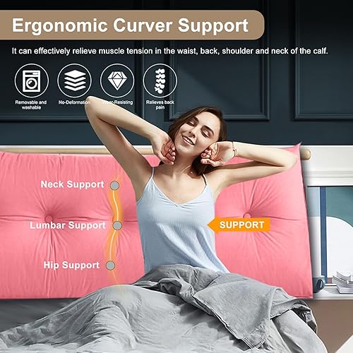 Miniatura 2 de WUIOYNF Almohadas triangulares grandes para cabecero, respaldo largo, cojín de apoyo de posicionamiento para sofá cama, almohada de felpa esponjosa