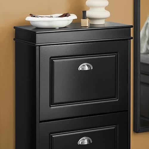 Miniatura 8 de SoBuy Armario pequeño para zapatos, zapatero delgado con 2 cajones abatibles, unidad organizadora de almacenamiento de zapatos delgada para entrada