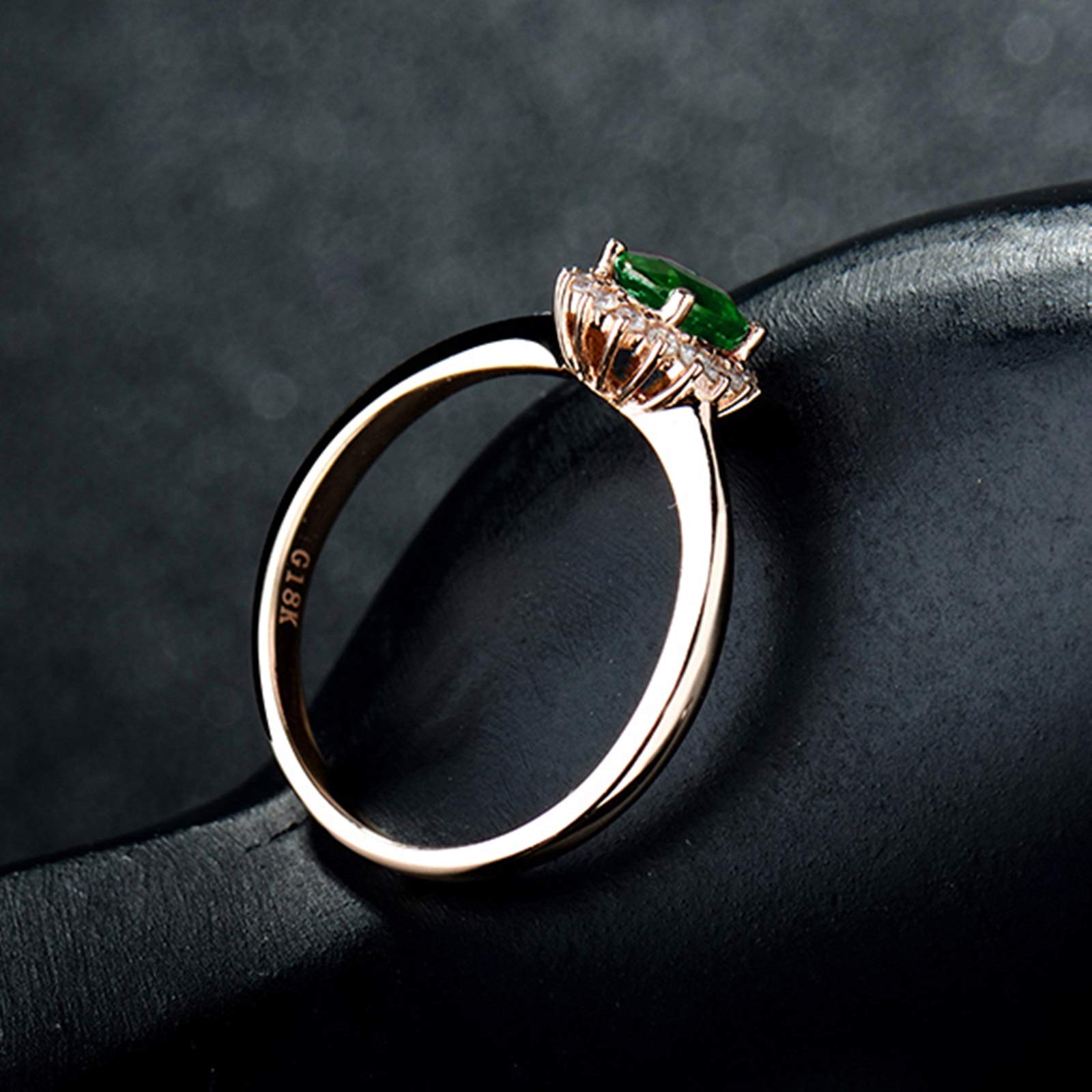 Anillos de Pareja Oro Blanco 18K, Anillo para Mujer 0.8ct Esmeralda Diamante Anillo para Regalo de Novia Talla 6,75-30