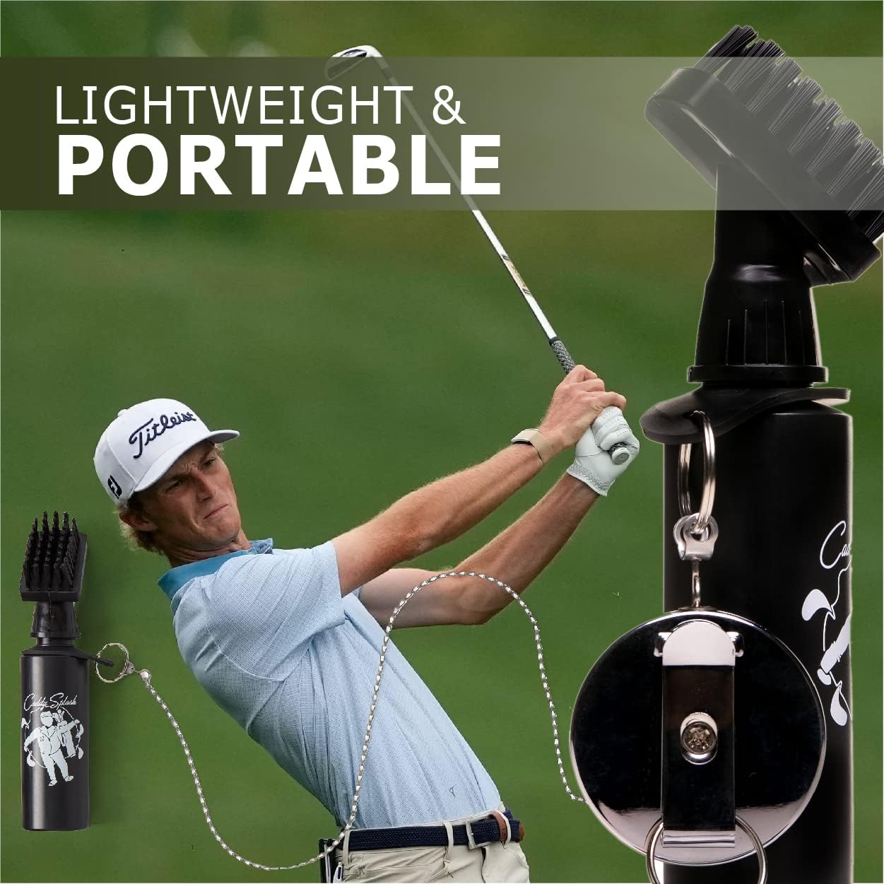 Caddy Splash Golf Water Brush with Groove Sharpener Tool - Maximize Cleaning Your Golf Clubs- Sharpen Your Grooves - Clean Your Grooves - Golf Bag Bundle