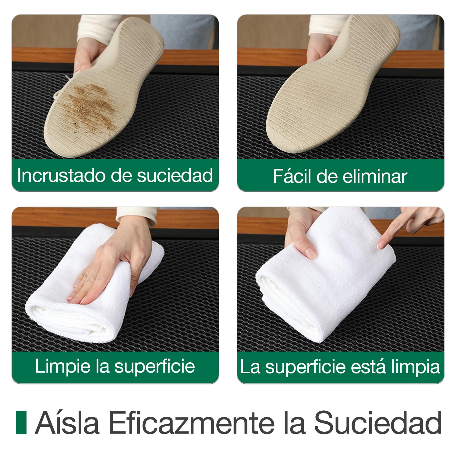 LUMI Felpudo De Uso Intensivo para Puerta Principal Exterior 80x120 cm, Antideslizante y Duradero, Atrapa Suciedad, Resistente a Manchas y Decoloración, Negro