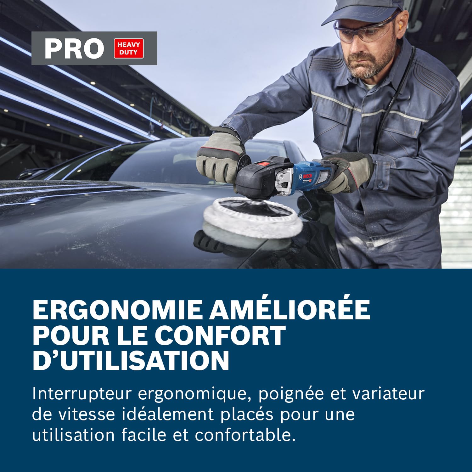 Bosch Professional polisseuse filaire GPO 14-180 S (1 400 W, 6 modes de vitesse, avec poignée auxiliaire, poignée en D)