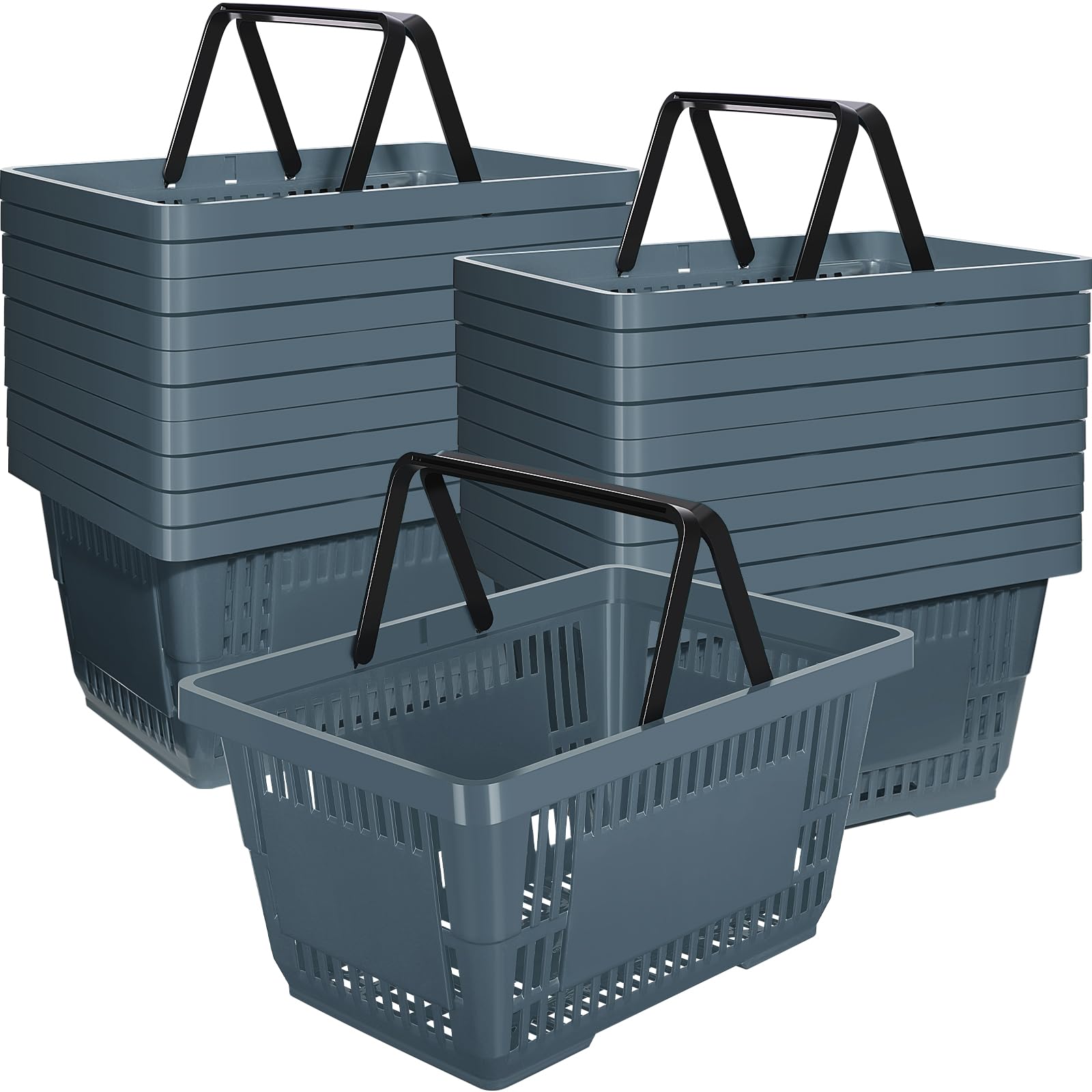 20 Pcs Bulk Shopping Baskets with Handles, 20 L Plastic Grocery