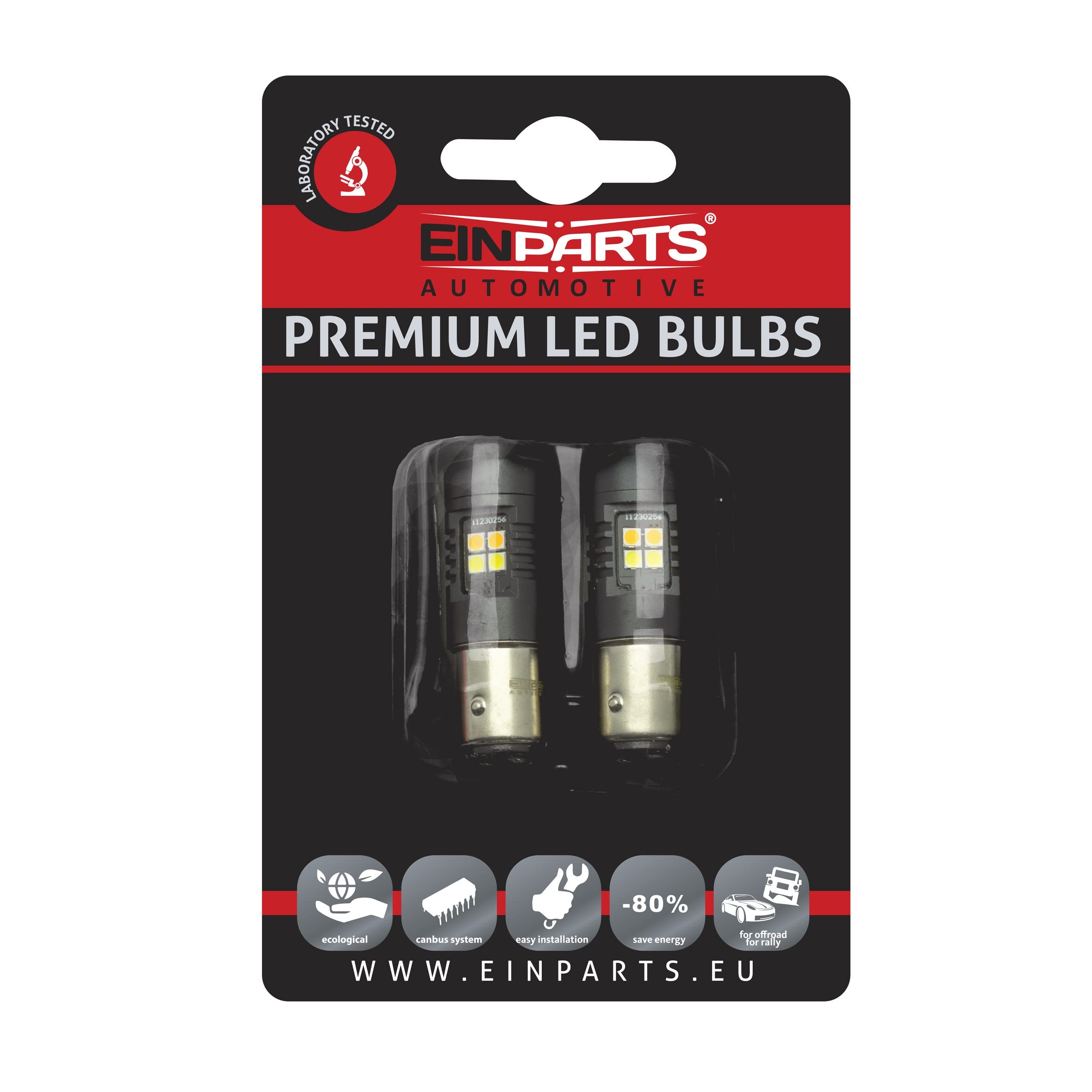 EinParts P21/5W LED Lampadine Dual Color (Bianco/Arancia) 12V per Auto 16 x SMD 3030 LED, BAY15d