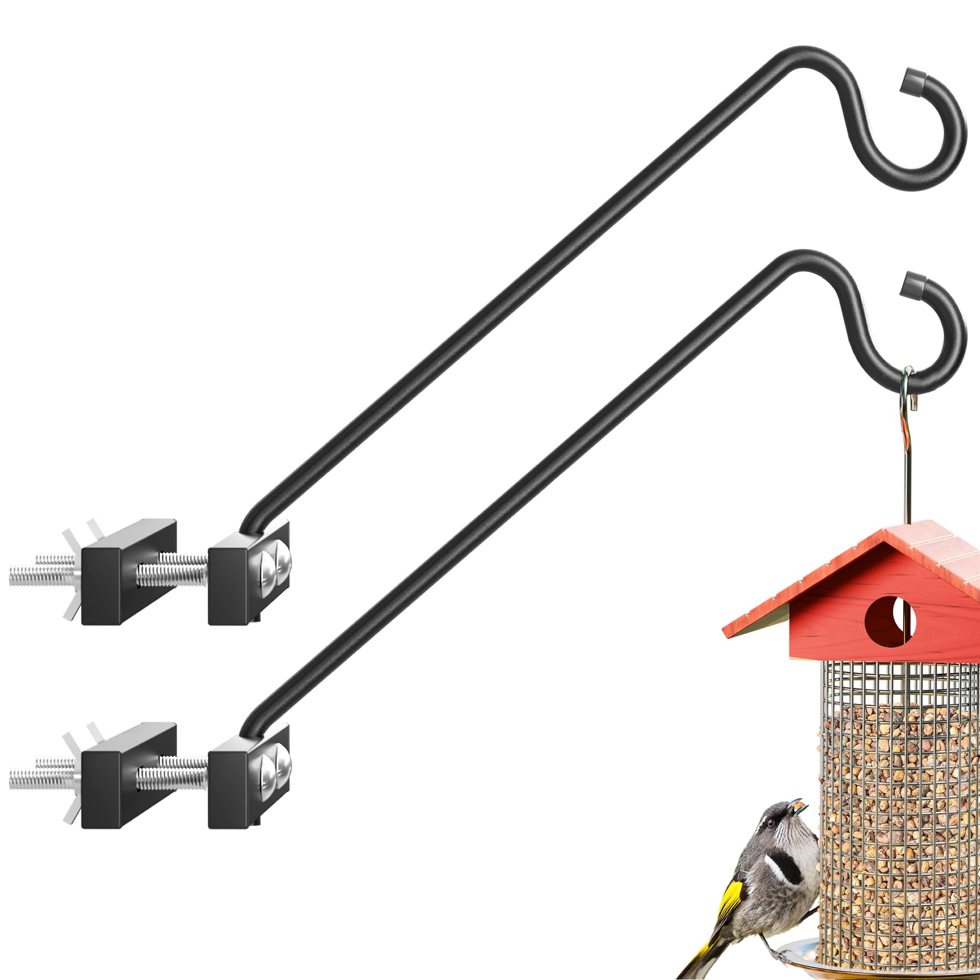 Photo 1 of 2 Pack 12Inch Deck Hook Deck Bird Feeder Hanger for Railing, 22lbs Capacity