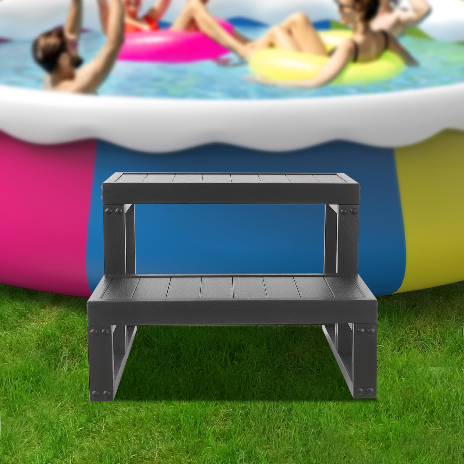 Stopnie do jacuzzi, 2-stopniowe wielofunkcyjne podnóżki, schody do jacuzzi, używane jako stopnie do różnych rodzajów jacuzzi, wanien domowych lub zewnętrznych spa