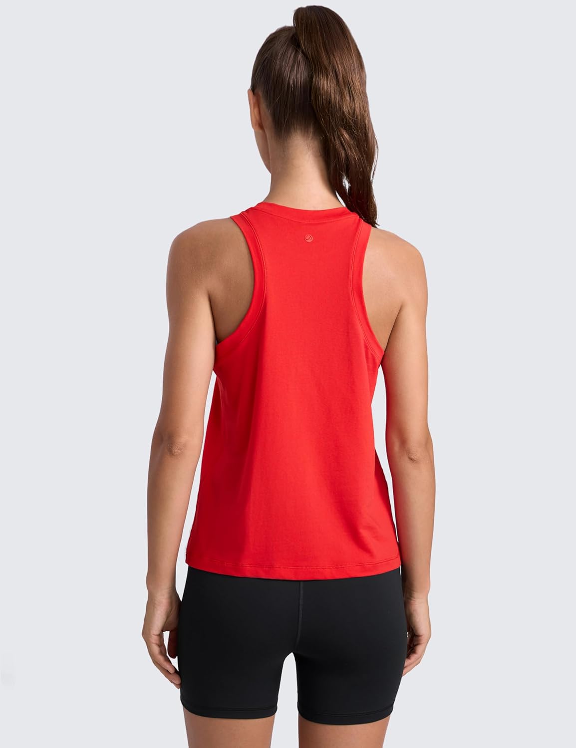 CRZ YOGA Cotton-Blend Workout Racerback Tank for Women Athletic High Neck Breathable Tops Casual Basic Sleeveless Shirts - Image 2