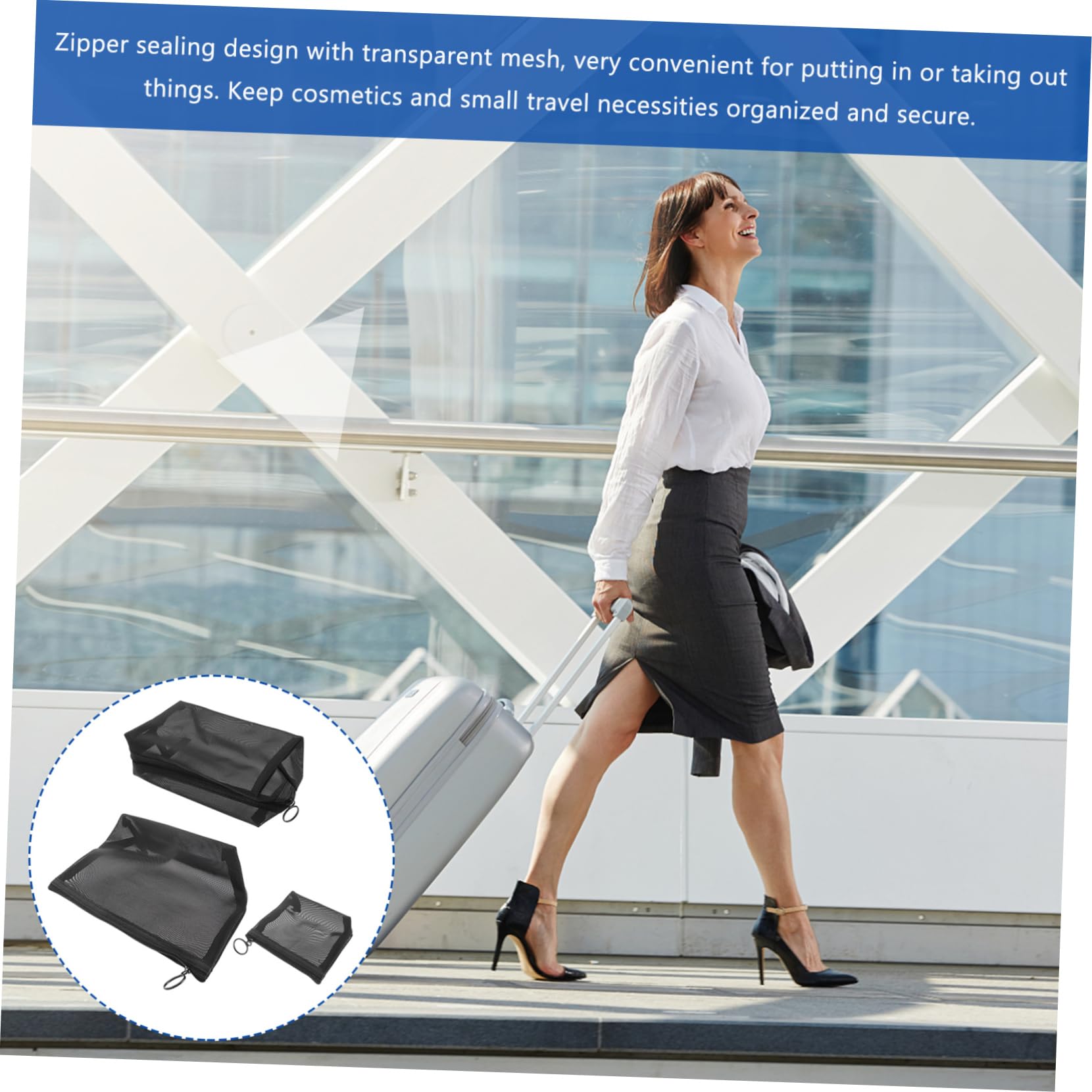 Mipcase 9pezzi Borse Cosmetiche Rete Leggere e Resistenti Con Cerniera Di Organizer Da Viaggio Multifunzionali Per Accessori e Necessità Personali