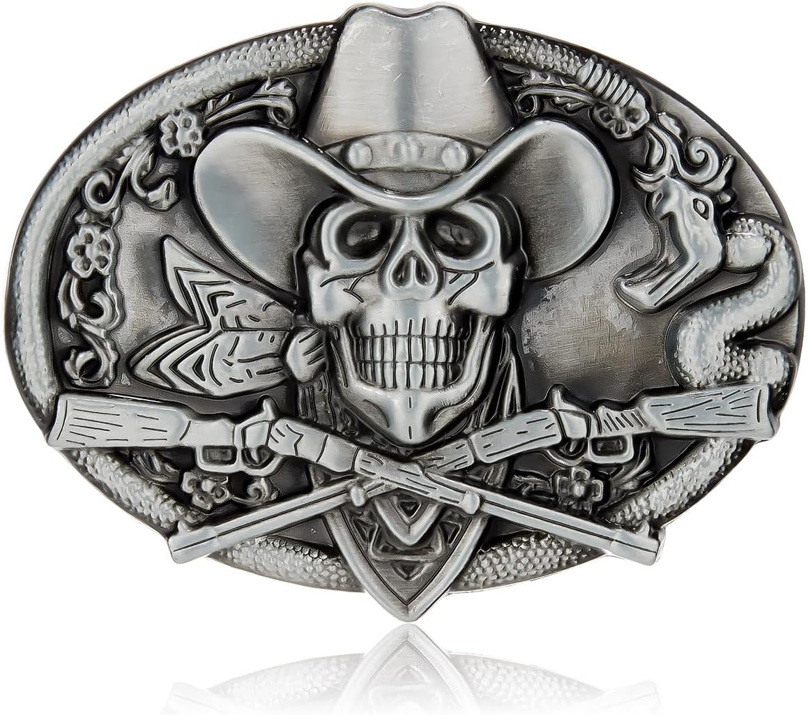 Ghost Skeleton Skull Belt Buckle for Men American Native Western Cowboy Belt Buckle