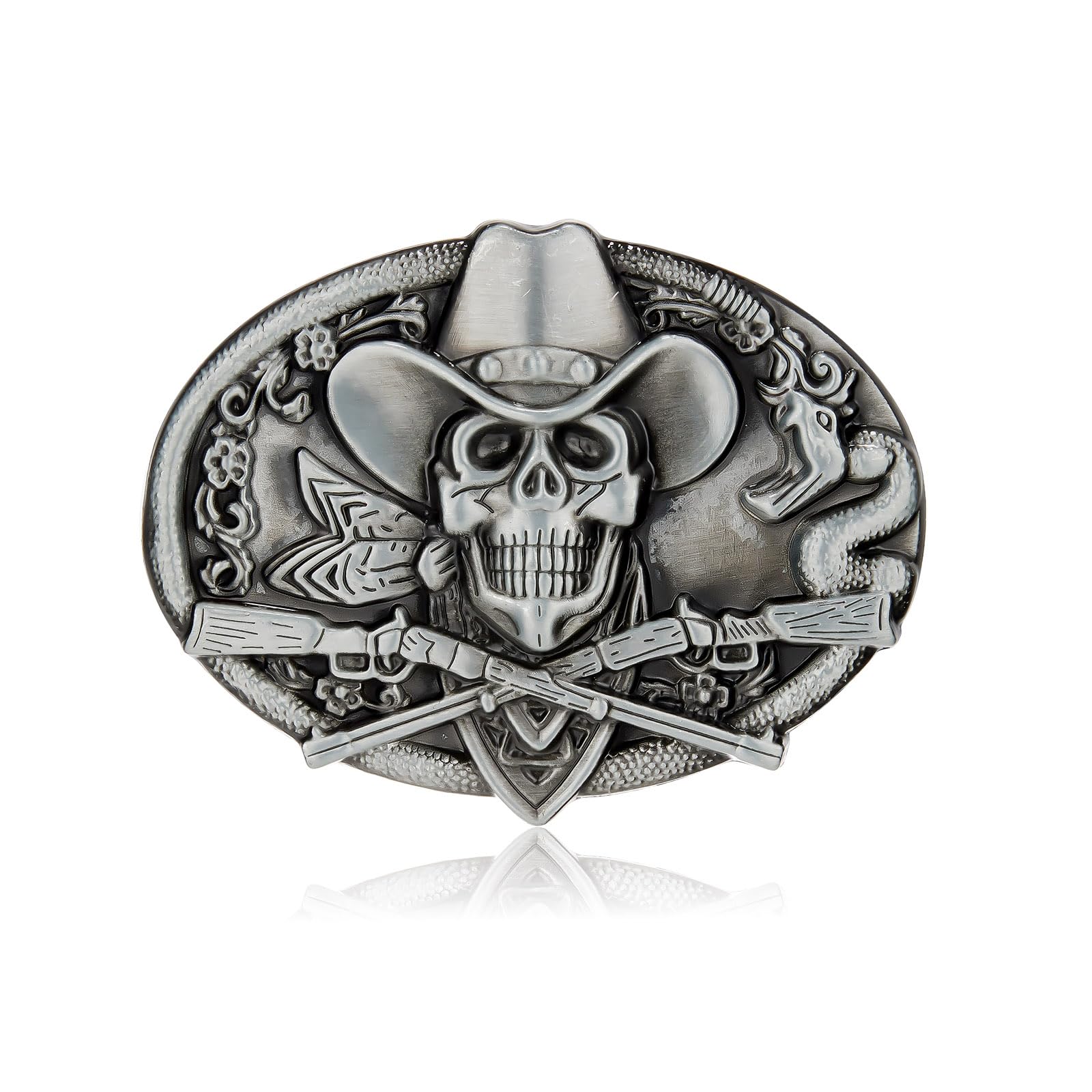 Ghost Skeleton Skull Belt Buckle for Men American Native Western Cowboy Belt Buckle