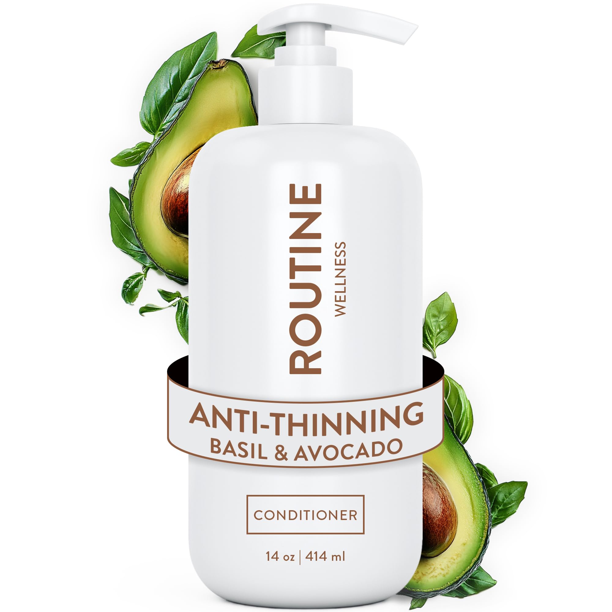 Routine WellnessAnti-Thinning Deep Conditioner for Thinning Hair - DHT Blocker for Hair Loss in Men & Women - Promotes Healthy Hair - Basil & Avocado 14oz