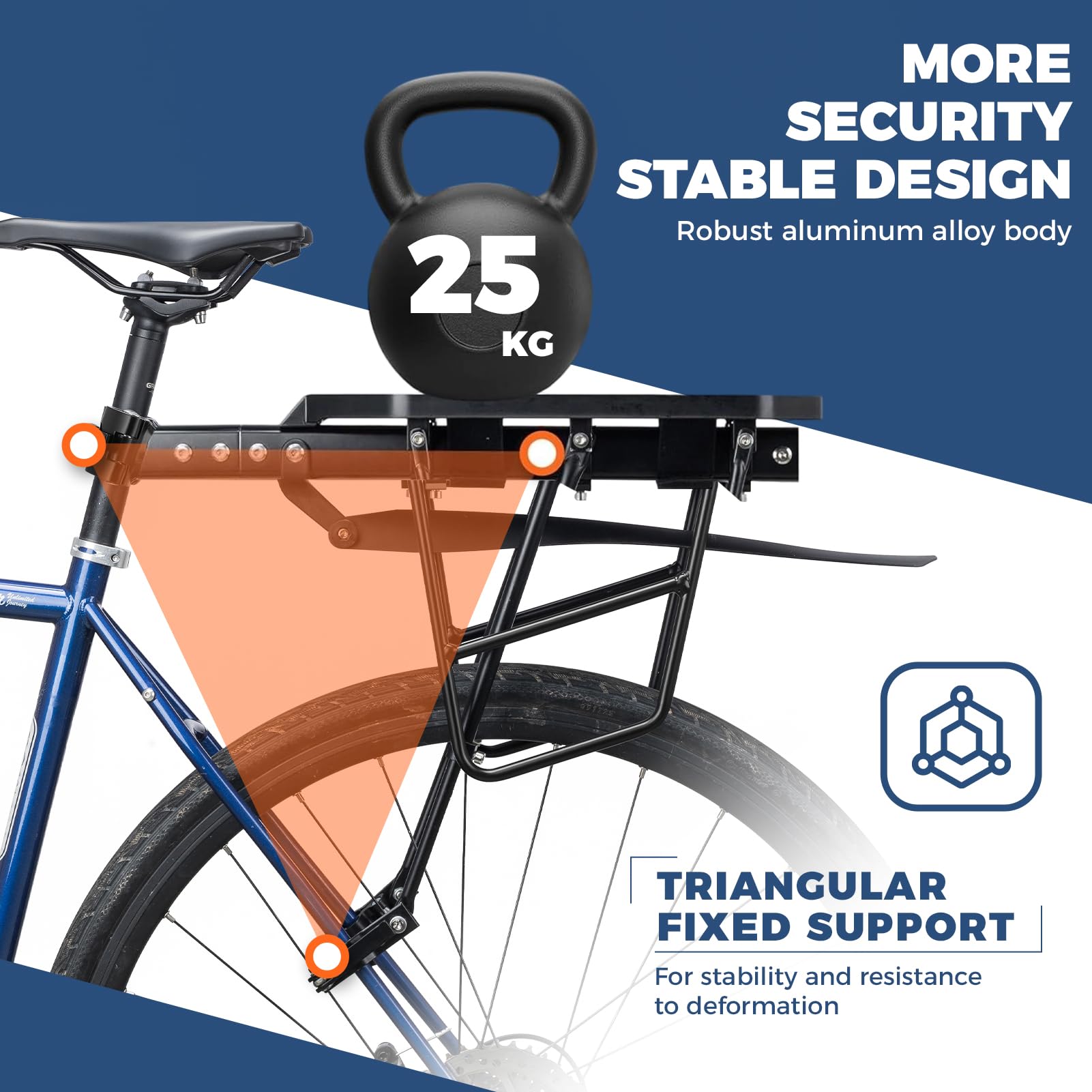 ROCKBROS Portapacchi Bici Posteriore, con Parafango Regolabile, in Lega di Alluminio, Portabagagli Cargo a Sgancio Rapido, per MTB e Bici da Strada