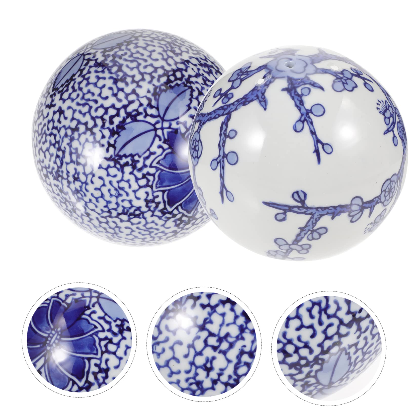 ULTECHNOVO 2pcs Boules Flottantes en Céramique pour Décoration D'aquarium, Ornements sans Bords Tranchants, Sécurisés pour Poissons, Style Chinois Élégant pour Aménagement D'aquarium