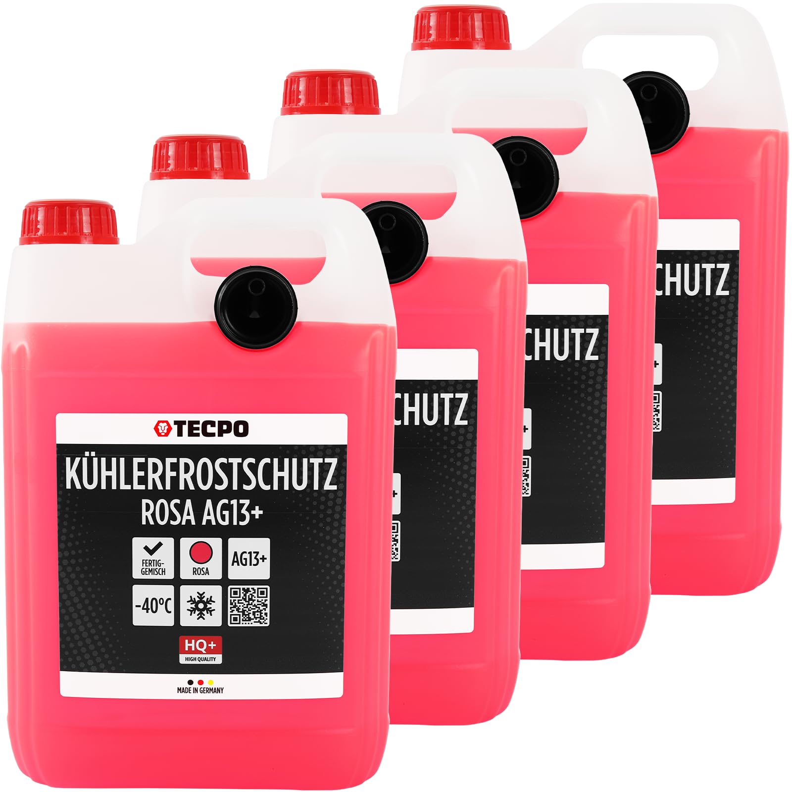 TECPO Anticongelante anticongelante AG13+, 20 litros de líquido refrigerante rosa rojo -40 °C, listo para usar, tecnología Lobrid hasta 5 años de vida útil