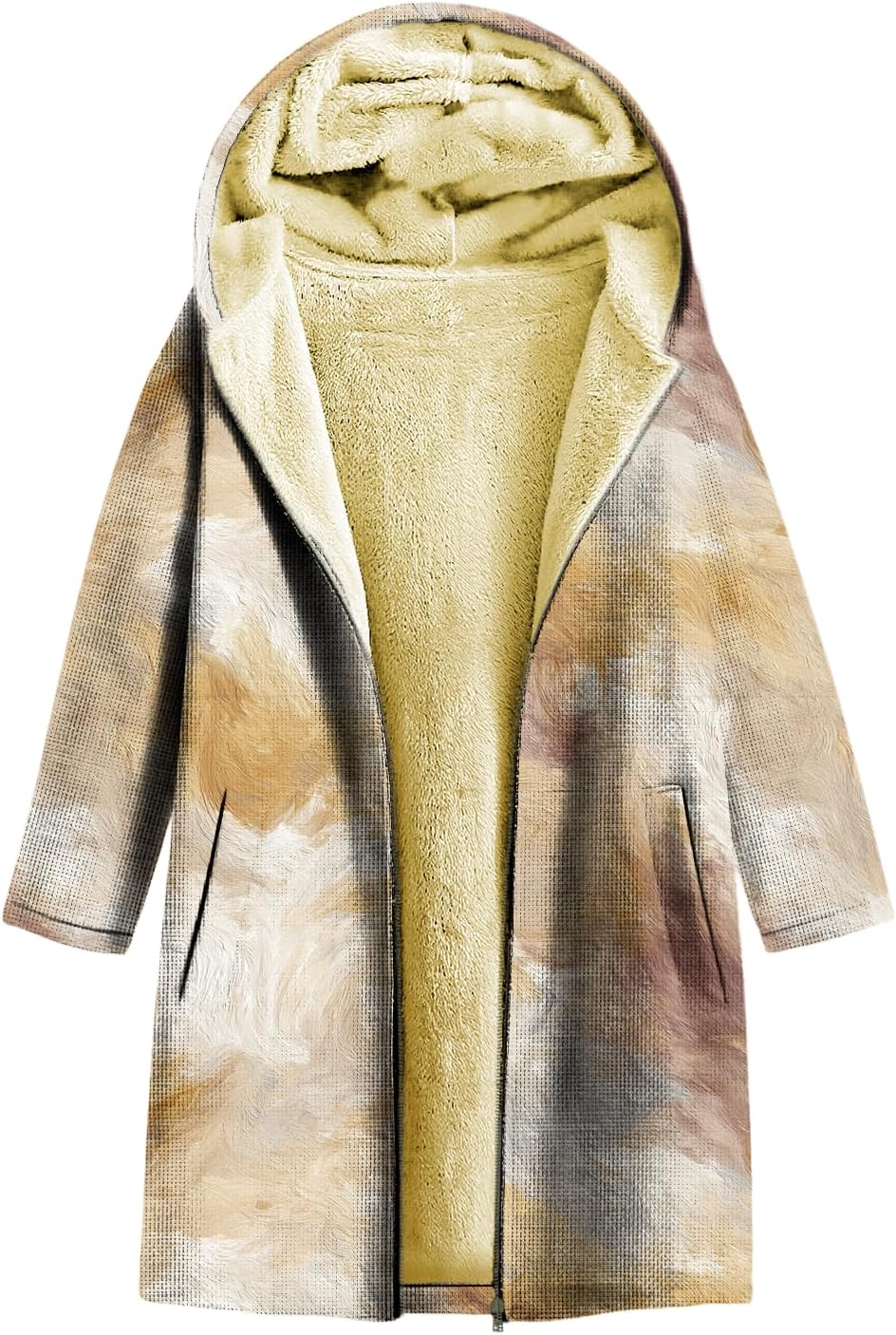 Womens Hooded Jacket Fashion Casual Floral Print Warm Fleece Winter Hoodies Full Zipper Outwear with Pockets