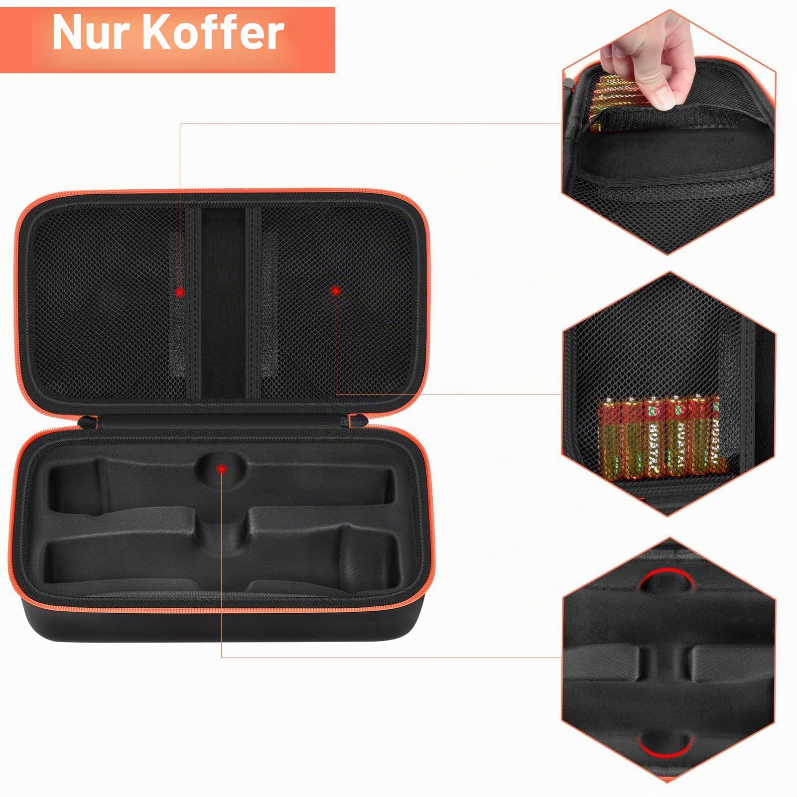 Tragetasche für kabelloses Mikrofon, kompatibel mit JBL Wireless Dual-Mikrofonsystem, Tasche für Handmikrofone, Empfänger, Adapter, AA-Batterien, Karaoke und Gesang, Schwarz (Nur Tasche)