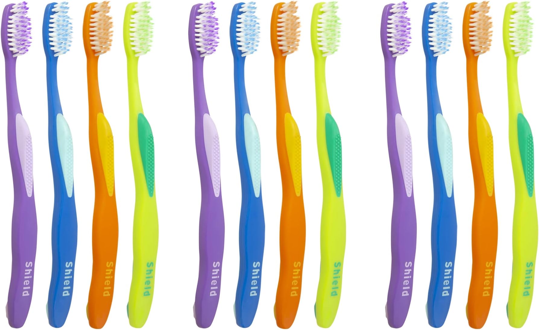 Shield Care Soft-Tip Toothbrush Kinder to Your Teeth (Expert Care - Super Soft Tip) - Adult Toothbrush, 4 Colors - 12 Count (Pack of 1)