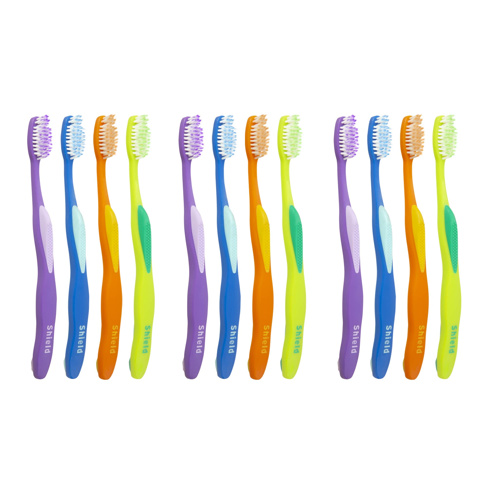 Shield Care Soft-Tip Toothbrush Kinder to Your Teeth (Expert Care - Super Soft Tip) - Adult Toothbrush, 4 Colors - 12 Count (Pack of 1)
