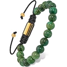 RTZN Jade Bracelet for Men Premium Artisan Handcrafted Authentic Dark Green Jade Bracelet 8MM Beaded Stone Mens Jade Bracelets
