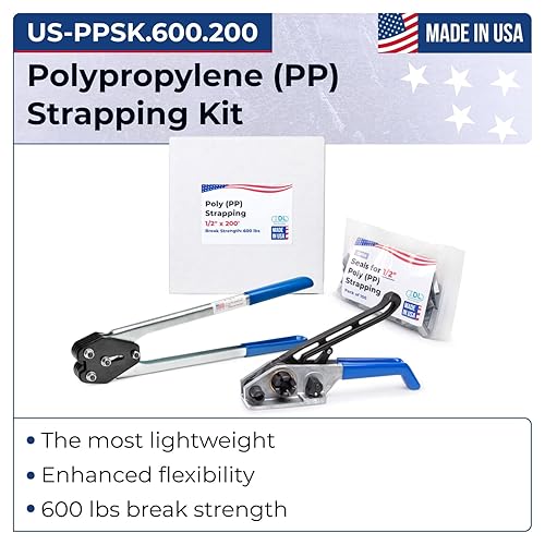 Miniatura 79 de IDL Packaging Kit de flejado de polipropileno (PP) portátil de 1/2 pulgada x 1000 pies, resistencia a la rotura de 600 libras, solución de flejado