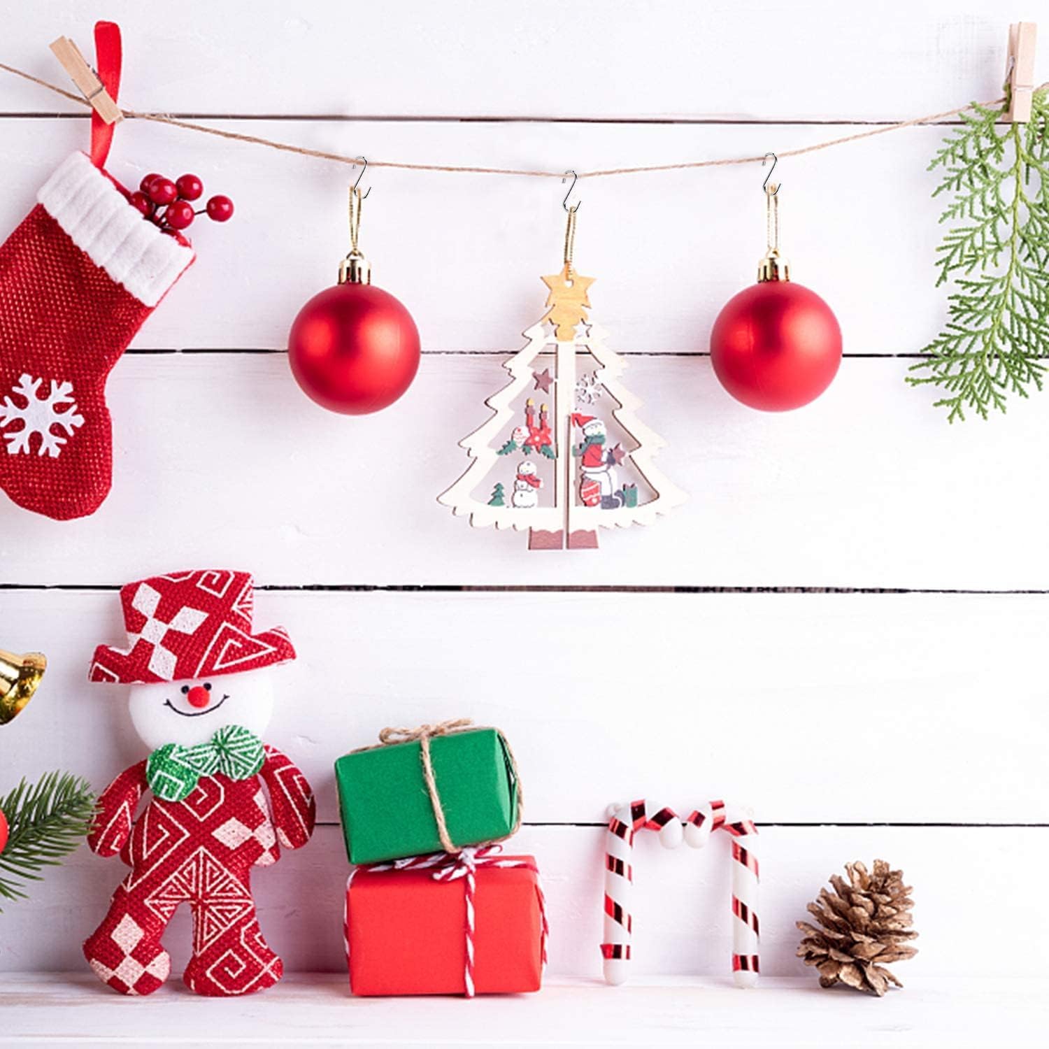 FEBSNOW 250pcs 0.55 Inch Ornament Mini S Hooks Latch Connectors Small Metal S-Shaped Wire Hook Kits for DIY Crafts with Storage Box Ornament Hangers for Halloween Christmas Tree Decoration - Image 7