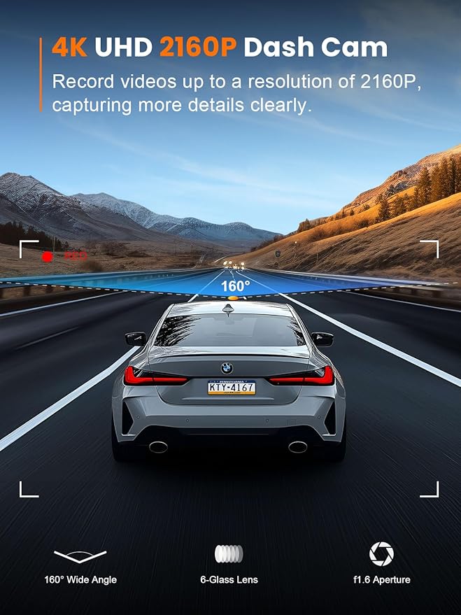 Dash Cam 4K con WiFi 5G, 64GB incluido, pantalla pequeña miniatura 3