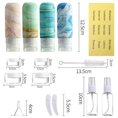 Miniatura 2 de Gemice Juego de botellas de viaje para artículos de tocador, paquete de 16, botellas de viaje de silicona a prueba de fugas, esenciales de viaje