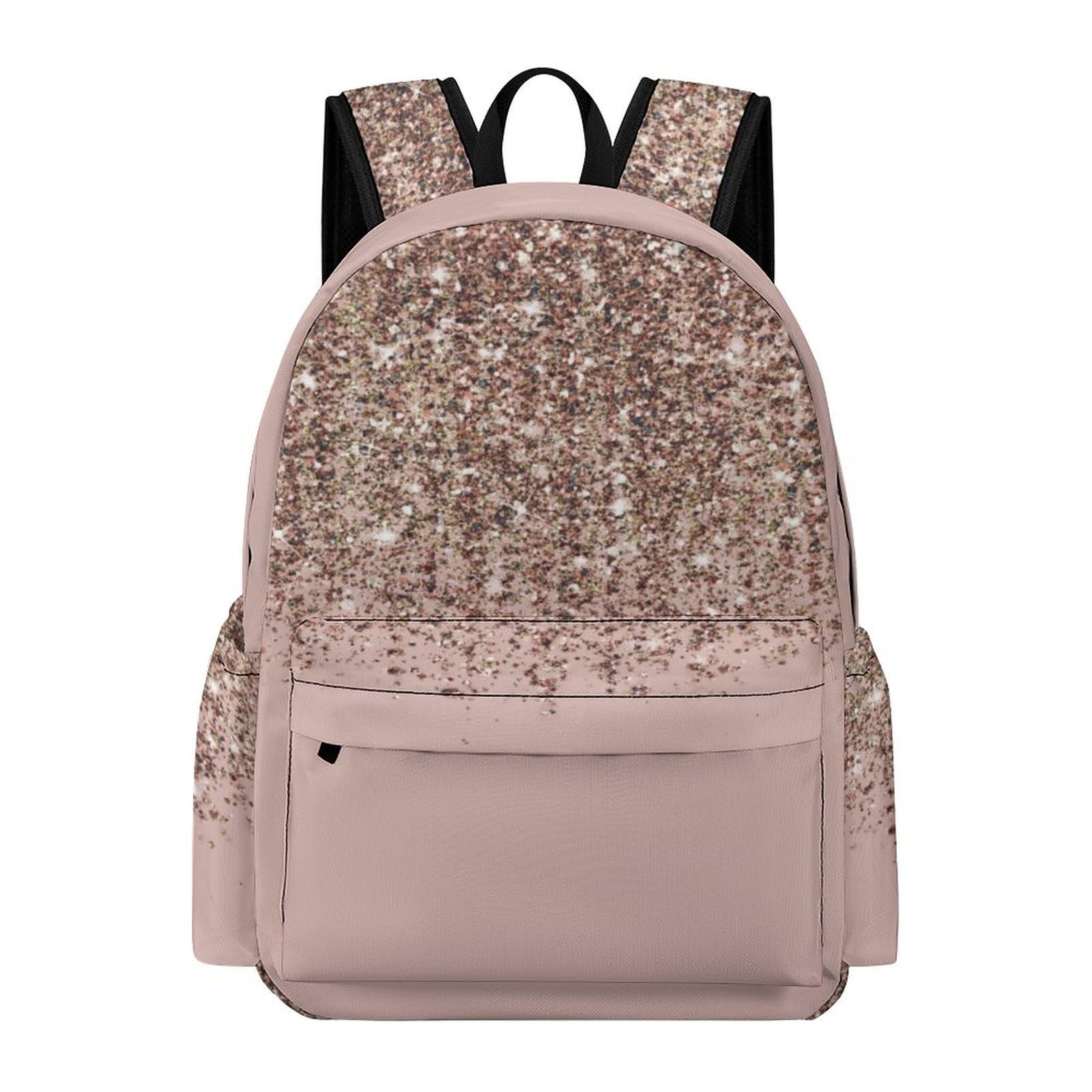 Jzemdybill Unisex Blush Pink Rose Gold Glitter Rucksack, Backpack, Casual Daypack For Outdoors,Sport,Travel