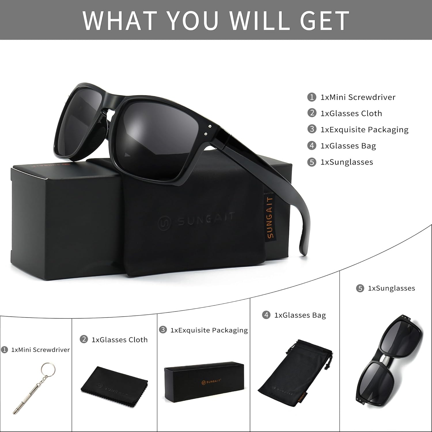 SUNGAIT Polarized Sports Sunglasses for Men Women: Retro Square Shades UV400 for Driving Fishing Cycling Running Golf - Image 7