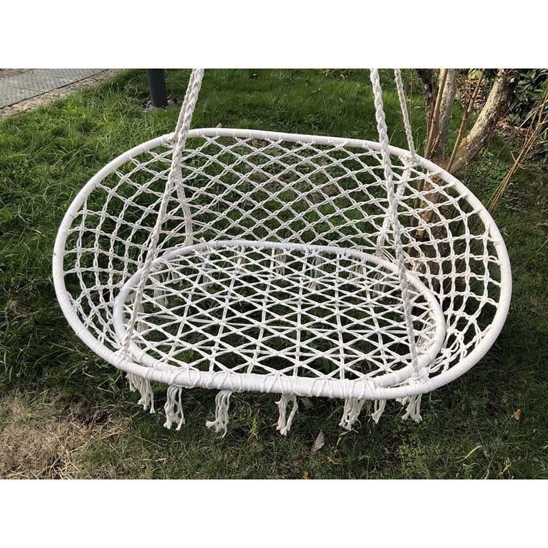 Hamaca de red portátil estilo cuna tejida para camping y jardín 4