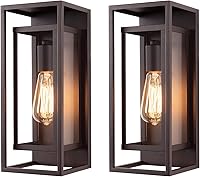 Vista 12 de mirrea Aplique de pared clásico para exteriores de 14 pulgadas, 1 luz en negro mate, marco de metal rectangular y pantalla de vidrio transparente