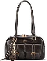 HICARRY Retro Y2K Shoulder Bag - 90s Top Handle Purse with Multiple Pockets, Soft PU Leather Underarm Handbag