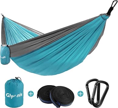 Glymnis Camping Hammock for 2 Person Nylon Lightweight Portable Double Hammock with Straps for Camping Backpacking Beach Garden