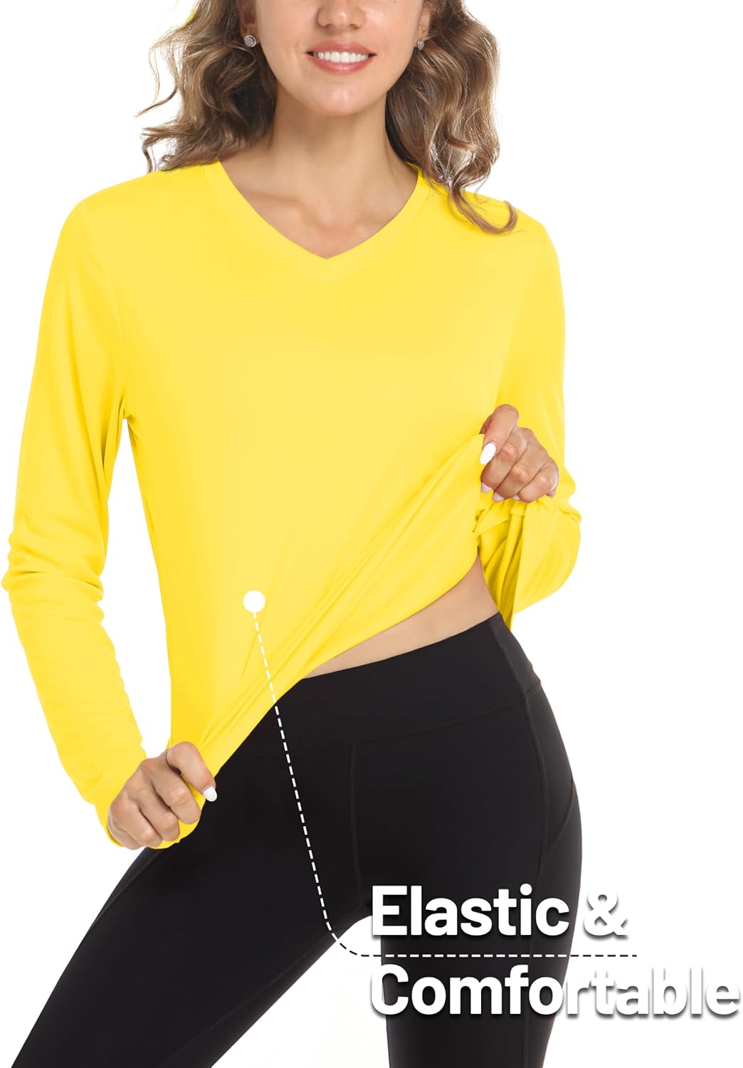 MAGCOMSEN SPF Shirts for Women Long Sleeve Workout Tops V-Neck UPF 50+ UV Sun Shirt Quick Dry Performance Tees Swim Tops - Image 2