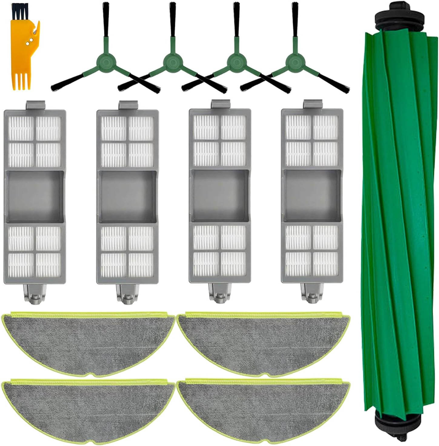 14Pcs Replacement Parts for IRobot Roomba 205 Vacuum Cleaner Accessories, Main Brush*1, Side Brush*4, Filter*4, Mop Cloth*4, Clean Brush*1