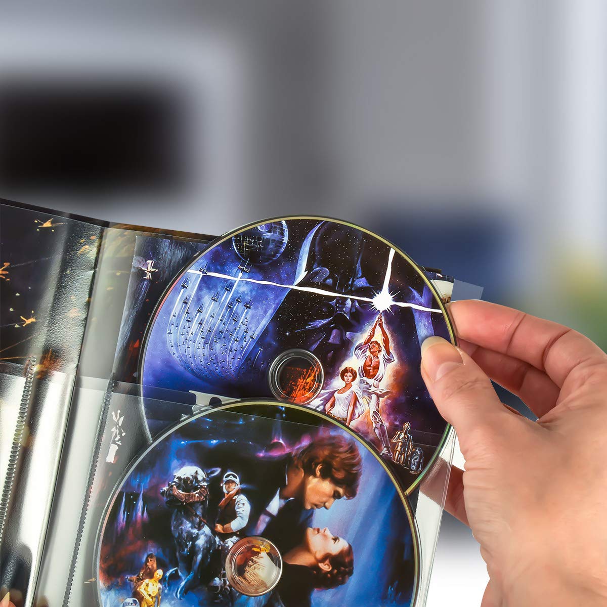 3L 4fach DVD Hüllen mit Platz für 4 DVDs mit Covertasche – 10 Stück - Praktische & Platzsparende Aufbewahrung - 10288