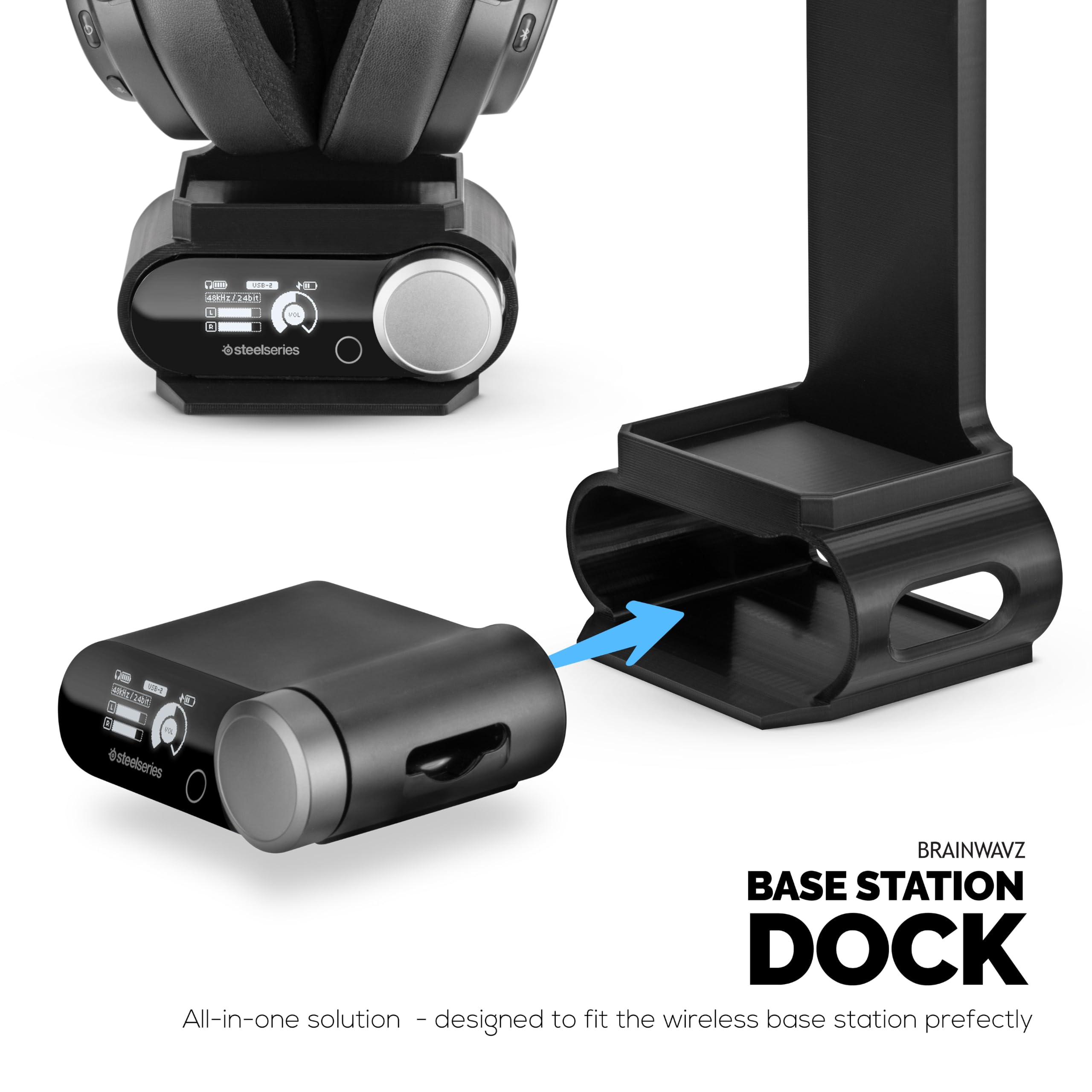 BRAINWAVZ Supporto per cuffie progettato per cuffie wireless Steelseries Arctis Nova Pro con dock per la stazione base wireless (HPS01)