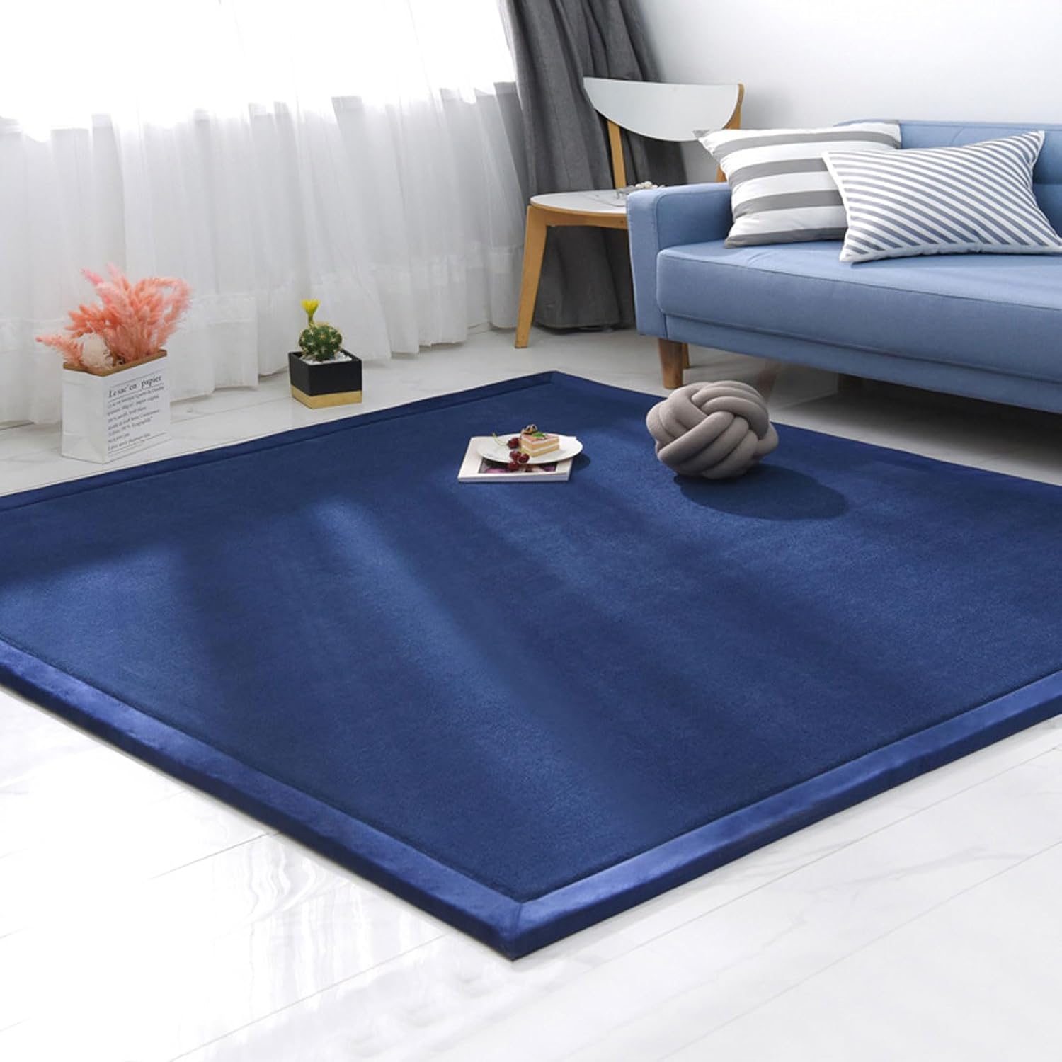 Coral Velvet Area Rugs，Bedroom Bed Floor Sofa Living Room Carpet，Modern Soft and Comfortable Foam Carpet-G-50 * 80cm